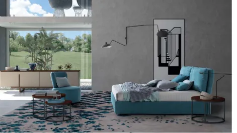 Letto in tessuto imbottito con testiera e box contenitore Fris di Le Comfort