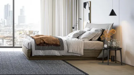 Letto matrimoniale con testiera importante in tessuto imbottito e box contenitore  Hug di Dielle Modus
