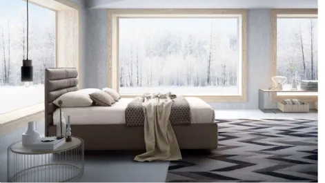 Letto in pelle con testiera trapuntata e box contenitore Phil di Le Comfort