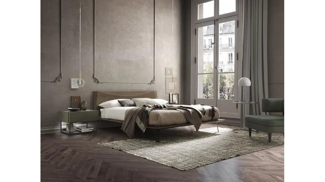 Letto matrimoniale Luna in legno con testiera di Mobilgam