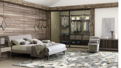 Letto matrimoniale in tessuto con testiera Metropolitan di Le Comfort