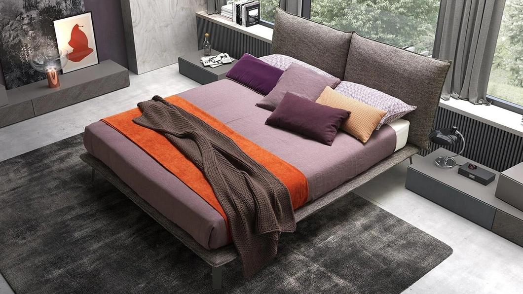 Letto Soffy in tessuto imbottito di Mobilgam