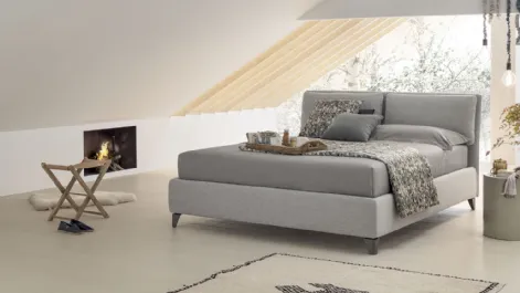 Letto in tessuto imbottito con testiera e box contenitore Pitagora di V&Nice