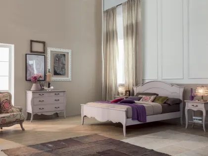 Letto in legno laccato lilla con decori lineari Sandy di Tonin Casa 