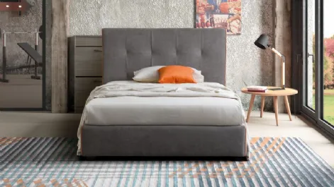 Letto singolo in tessuto con testiera trapuntata e box contenitore Love Le Comfort
