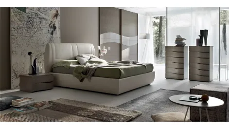 Letto in ecopelle imbottito con testiera Soft di Maronese Acf