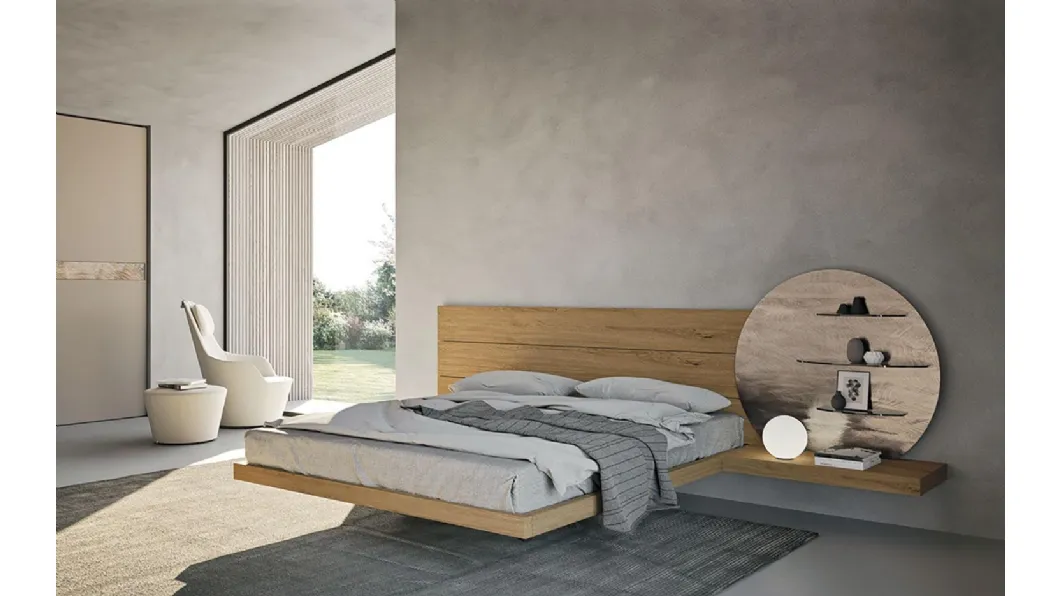 Letto in legno con testiera Wall System di Mobilgam