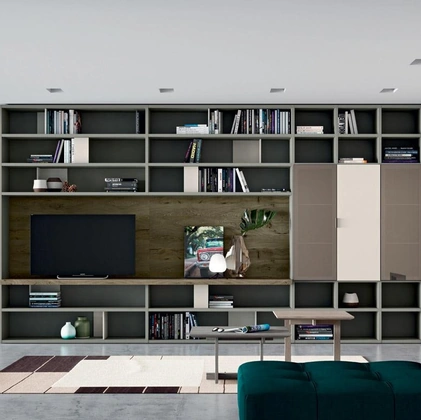 Libreria Composizione Horizon 865 in laccato e legno di Mobilgam