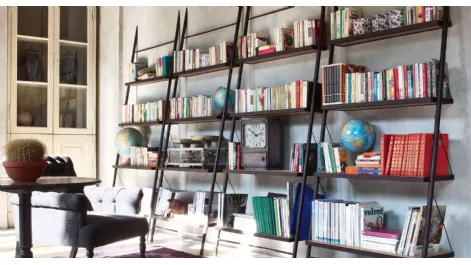 Libreria moderna in legno e metallo Easy componibile a muro di Devina Nais