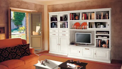 Libreria classica a muro Helena in legno laccato bianco opaco di Tonin Casa