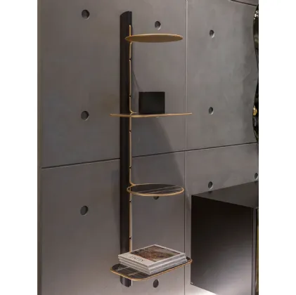 Libreria sospesa di design in legno con ripiani in grès porcellanato Icon di Tonin Casa