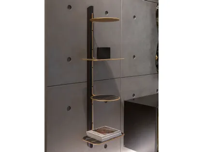 Libreria sospesa di design in legno con ripiani in grès porcellanato Icon di Tonin Casa