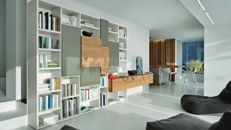 Libreria Modo M6C71 in laccato opaco e Rovere nodato di Sangiacomo