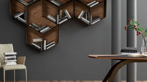 Libreria modulare sospesa di design in legno Pangea di Tonin Casa