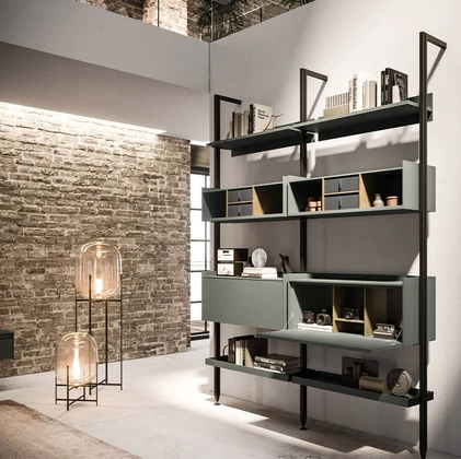 Libreria Vertical a muro in alluminio e laccato di Arrital