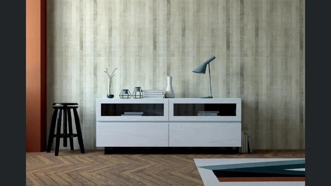 Madia Dallas Art 1010pa in legno con due cassetti e due ante a ribalta in vetro di Fratelli Mirandola