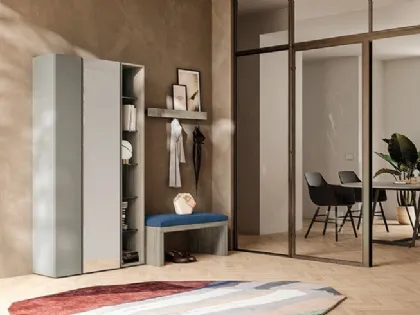 Mobile ingresso in laccato e melaminico con specchiera Sessanta 06 di Birex
