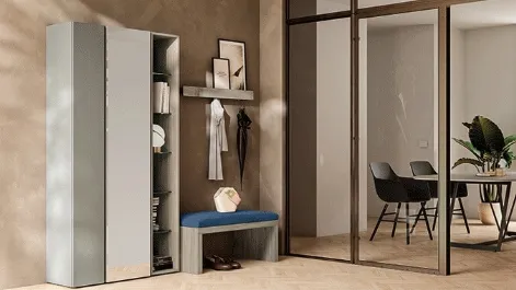 Mobile ingresso in laccato e melaminico con specchiera Sessanta 06 di Birex