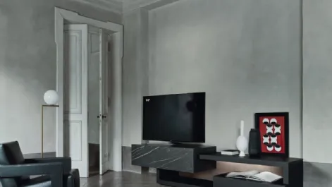 Mobile Porta Tv Lampo Sp60 38 in impiallacciato Rovere e ceramica di Sangiacomo