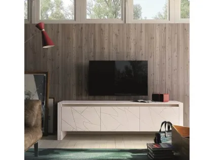 Porta tv Diagona in legno massello di abete laccato a tre ante di Fratelli Mirandola