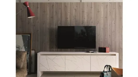 Porta tv Diagona in legno massello di abete laccato a tre ante di Fratelli Mirandola