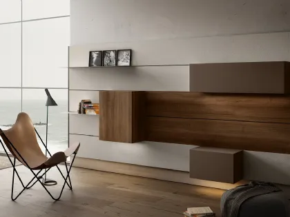 Mobile sospeso Living 01 in Noce e laccato opaco di Arredo3