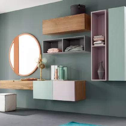 Mobile sospeso Living Zero 16 L07 in Rovere laccato e naturale di Devina Nais