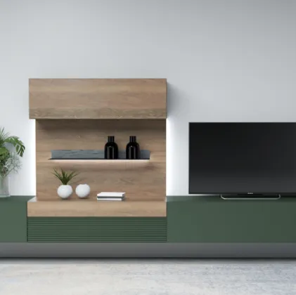 Mobile sospeso Living Zero 16 L36 in legno massello laccato e naturale di Devina Nais