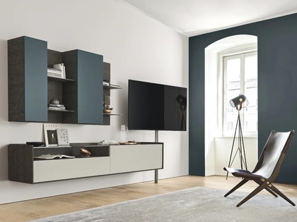 Parete Attrezzata sospesa Cabaret Glass 02 di Sangiacomo