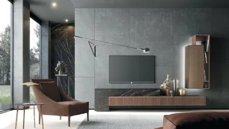 Parete Attrezzata Composizione Horizon 907 in laminato e legno di Mobilgam