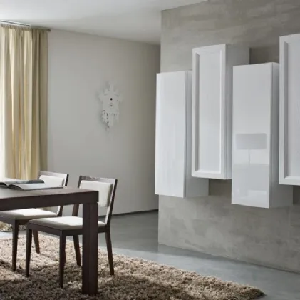 Parete Attrezzata Composizione Zenith 115 in laccato lucido e legno di Mobilgam