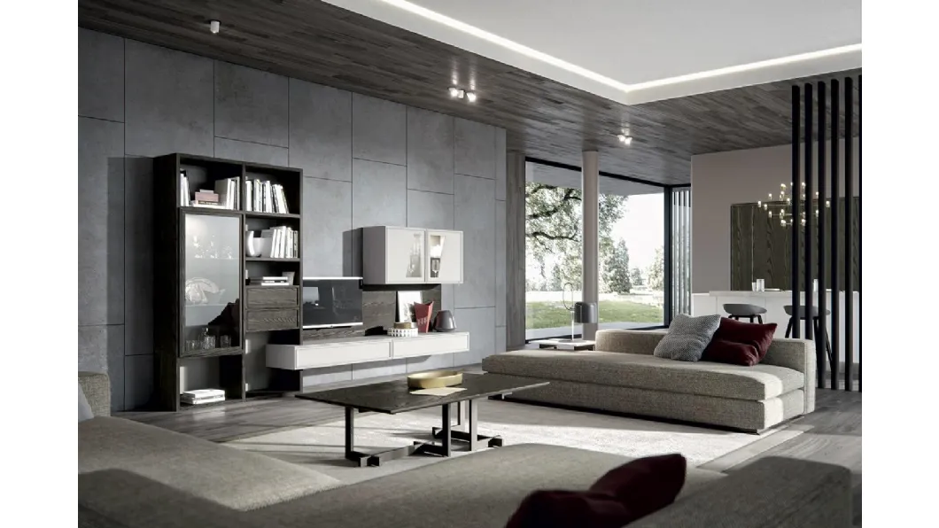 Parete Attrezzata Composizione Zenith 122 in legno di Mobilgam
