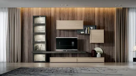 Parete Attrezzata Composizione Zenith 120 in legno di Mobilgam