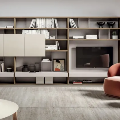 Parete Attrezzata MOOD 10 in laccato opaco e nobilitato design plissé di Dielle Modus