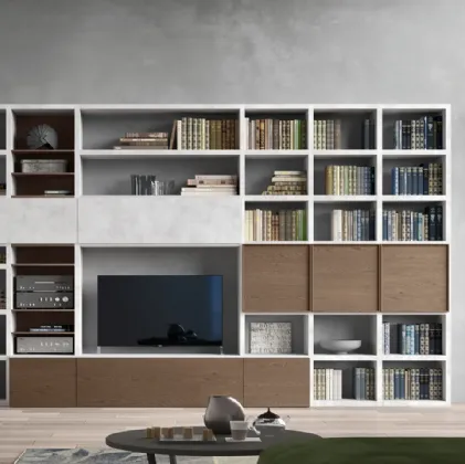 Parete Attrezzata Spalla SA2222 in Rovere Grigio e melaminico Cemento Grigio di Maronese Acf