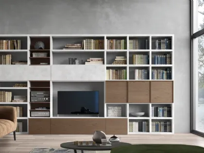 Parete Attrezzata Spalla SA2222 in Rovere Grigio e melaminico Cemento Grigio di Maronese Acf