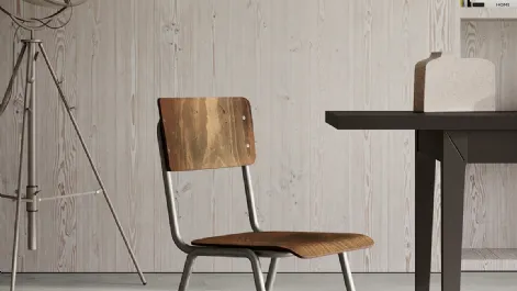 Sedia Polaris in legno multistrato con struttura in metallo grezzo verniciato di Arredo3