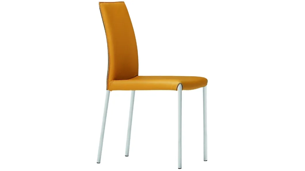 Sedia in pelle con struttura in acciaio Nuvola SB M TS di Midj