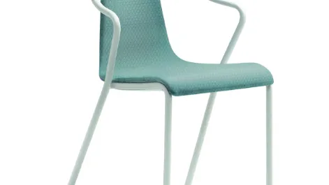 Sedia in tessuto con struttura in metallo con braccioli Ola P M TS di Midj