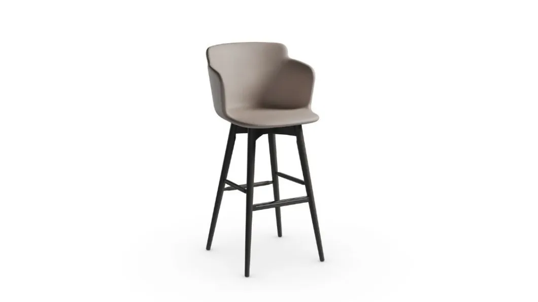 Sgabello in pelle con struttura in frassino tinto Calla LR TS di Midj