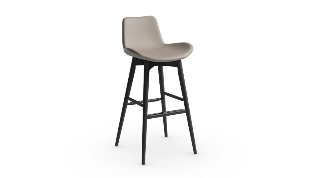 Sgabello con seduta in pelle e struttura in frassino tinto Dalia LR TS di Midj
