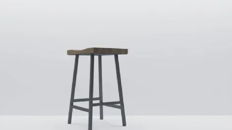 Sgabello in metallo con seduta in legno di rovere Vertigo di Fratelli Mirandola