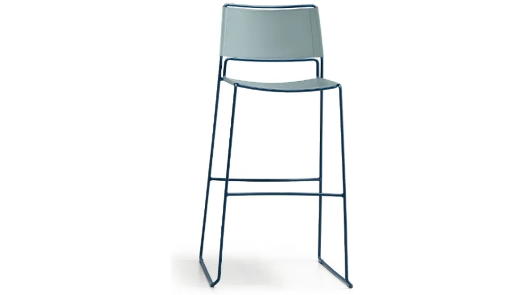 Sgabello in cuoio con struttura a slitta in acciaio Slim M CU di Midj