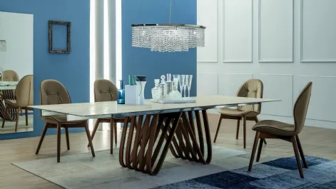Tavolo rettangolare di design Arpa con struttura legno e top in Vetro ceramicato di Tonin Casa