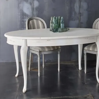 Tavolo ovale allungabile Art 604 Shabby Chic in legno di Fratelli Mirandola