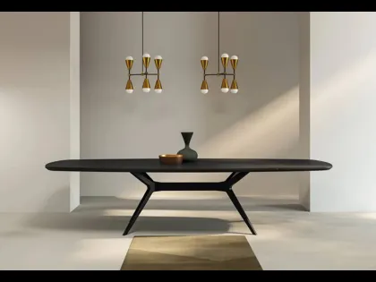 Tavolo a botte Glamour in legno sagomato di rovere di Fratelli Mirandola