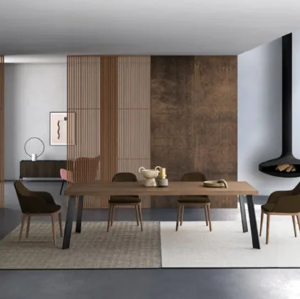 Tavolo Seattle in Rovere massello con gambe in ferro Devina Nais