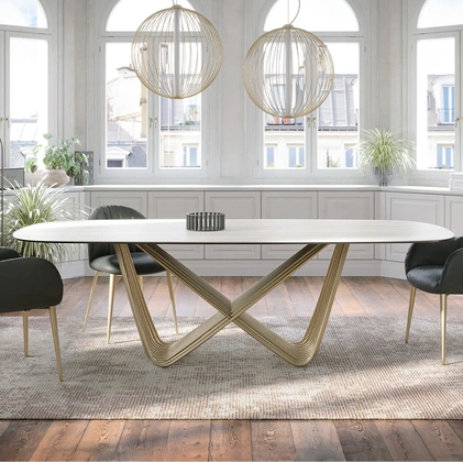 Tavolo Tenso con top in gres travertino di Tonin Casa