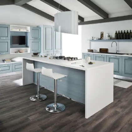 Cucina Classica ad isola in legno tinto azzurro I Masselli di Ar-Tre