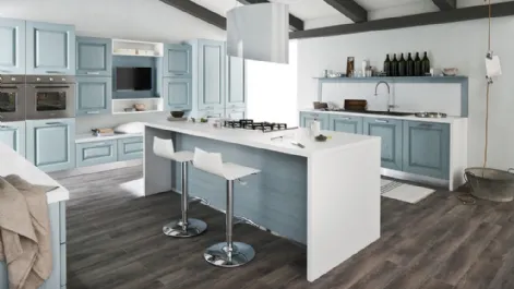 Cucina Classica ad isola in legno tinto azzurro I Masselli di Ar-Tre